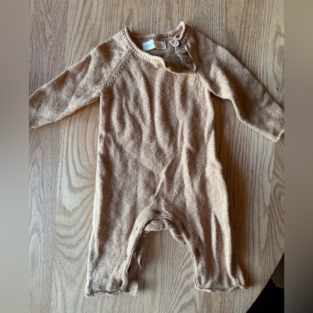Quincy Mae caramel tan color knit outfit 0-3m